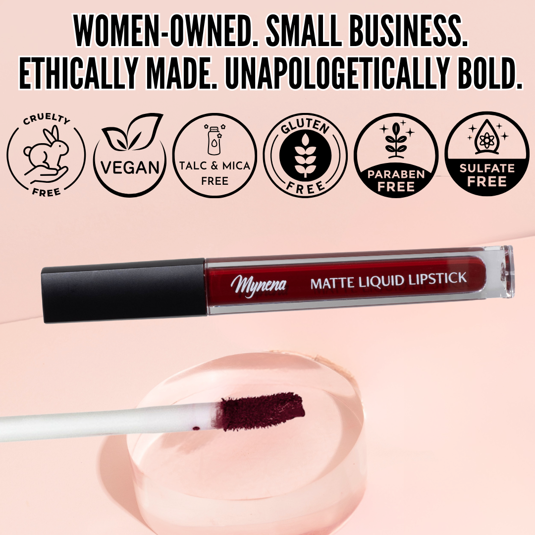 No-Transfer Matte Liquid Lipstick - Burgundy Red | Emma