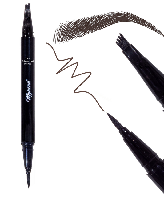 2-in-1 Waterproof Micro-Fork Eyebrow Pencil and Eyeliner Pen - Gray
