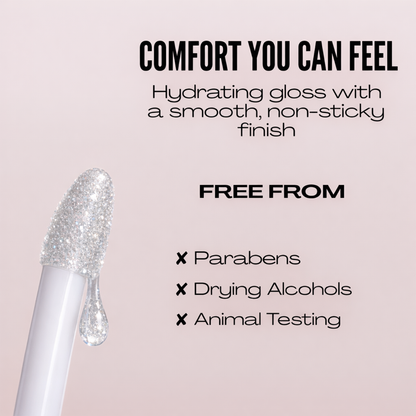 Shimmer Lip Gloss – Multi-Dimensional Glow - Clear Iridescent Shimmer | Aila