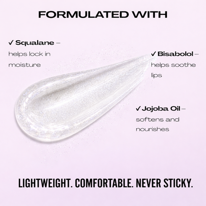 Shimmer Lip Gloss – Multi-Dimensional Glow - Clear Iridescent Shimmer | Aila
