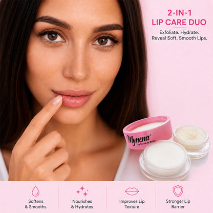 Sugar Lip Scrub & Hydrating Lip Balm Mask Duo for Dry Lips | 2-Step Lip Care Set | Vanilla