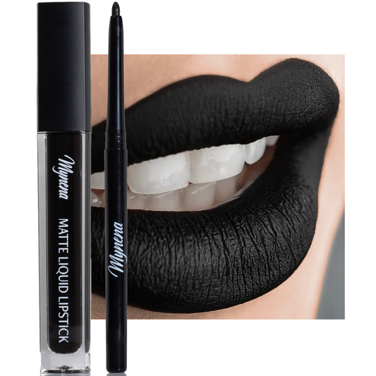 Matte Liquid Lipstick & Liner Set - Black