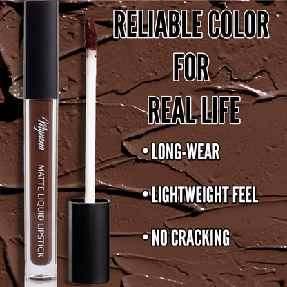 No-Transfer Matte Liquid Lipstick - Warm Brown | Cyndia