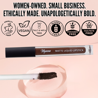 No-Transfer Matte Liquid Lipstick - Warm Brown | Cyndia