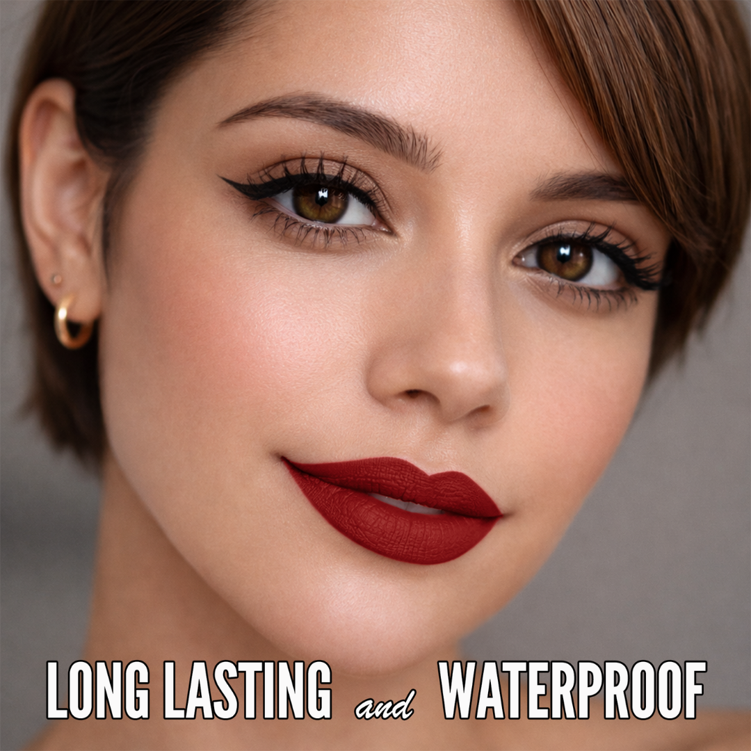 No-Transfer Matte Liquid Lipstick - Cool Red | Elle