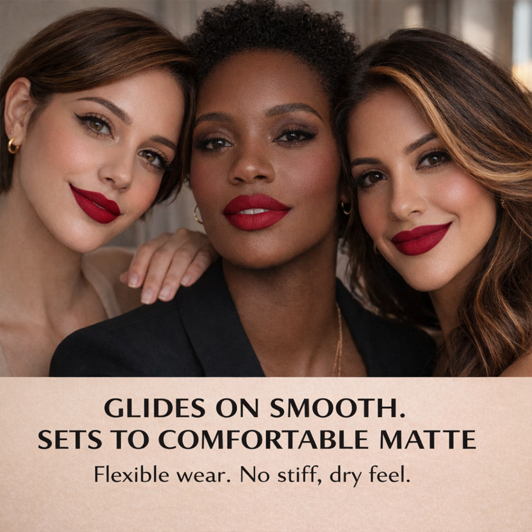 No-Transfer Matte Liquid Lipstick - Cool Red | Elle