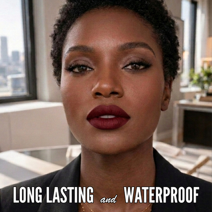 No-Transfer Matte Liquid Lipstick - Burgundy Red | Emma