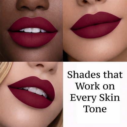 No-Transfer Matte Liquid Lipstick - Burgundy Red | Emma