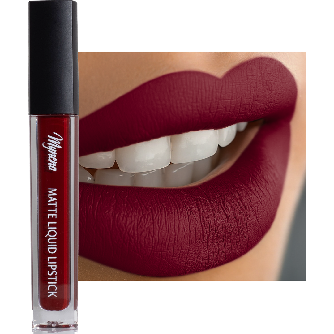 No-Transfer Matte Liquid Lipstick - Burgundy Red | Emma