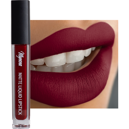 No-Transfer Matte Liquid Lipstick - Burgundy Red | Emma