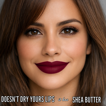 No-Transfer Matte Liquid Lipstick - Burgundy Red | Emma