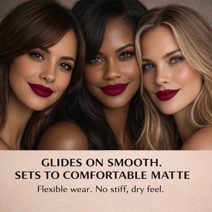 No-Transfer Matte Liquid Lipstick - Burgundy Red | Emma