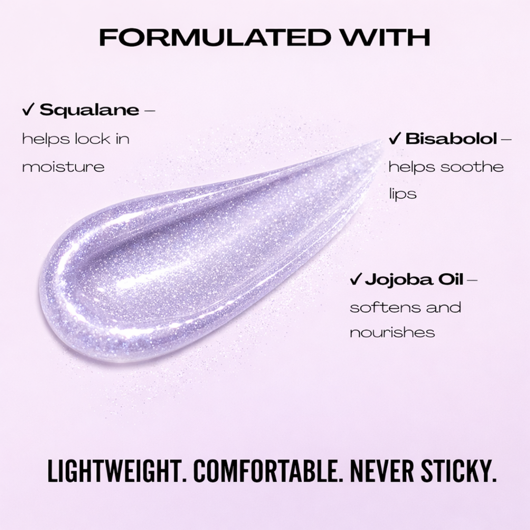 Shimmer Lip Gloss – Multi-Dimensional Glow - Lavender Purple Shimmer | Iriz