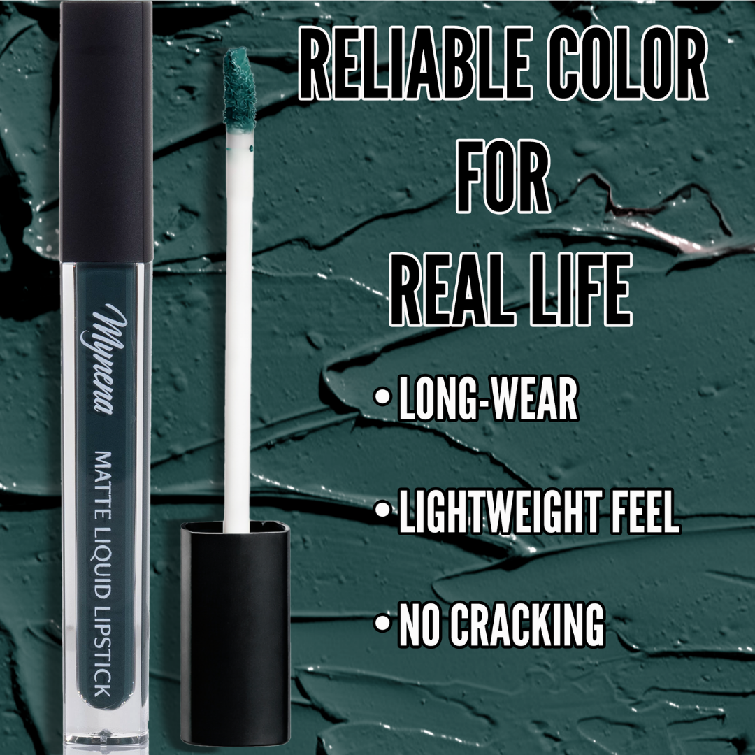 No-Transfer Matte Liquid Lipstick - Deep Forest Green | Jocelyn