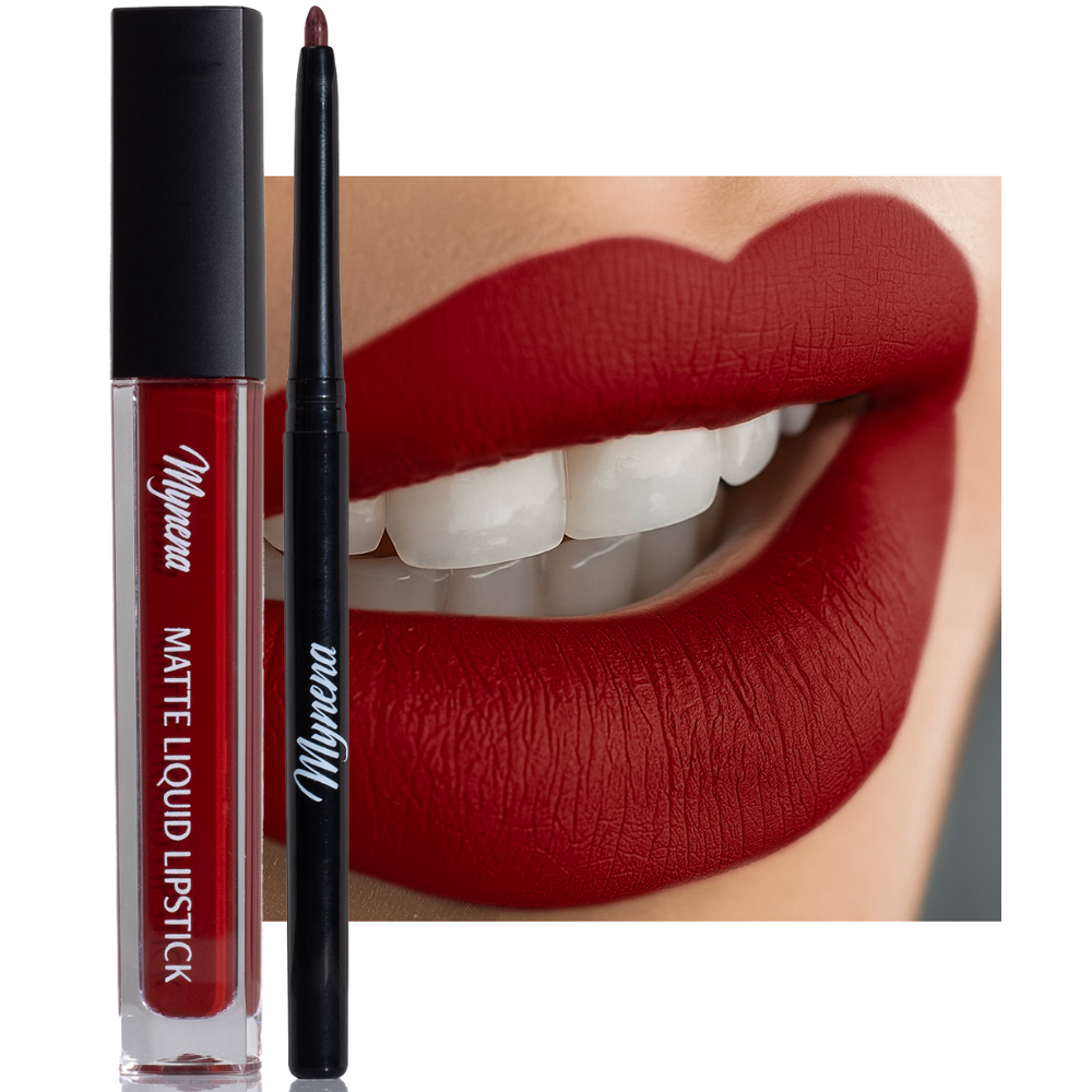 Matte Liquid Lipstick & Liner Set - Red
