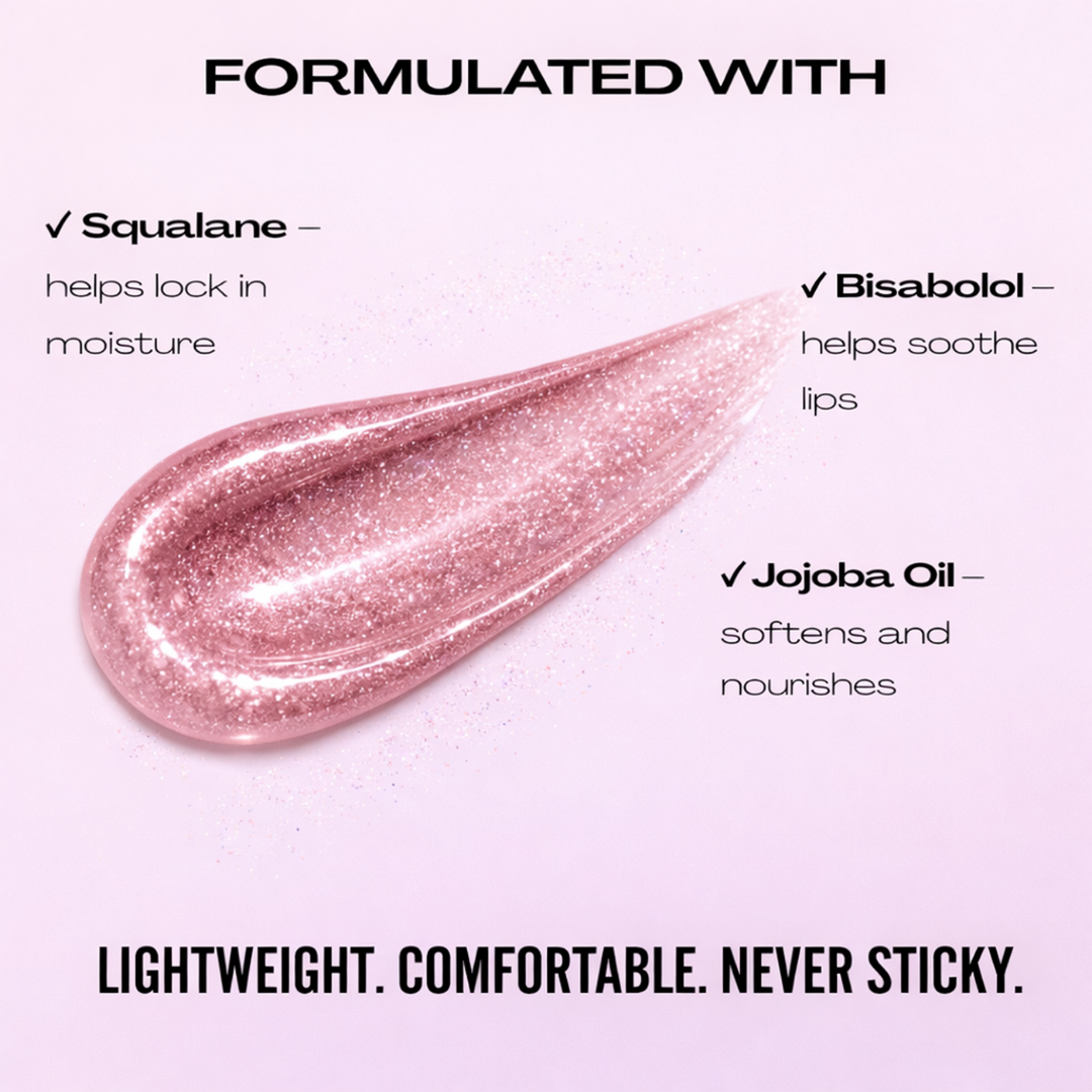 Shimmer Lip Gloss – Multi-Dimensional Glow - Champagne Nude Shimmer | Rosie
