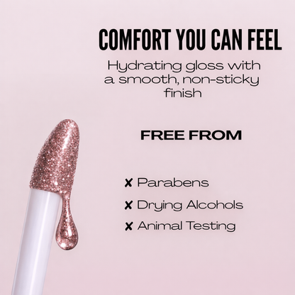 Shimmer Lip Gloss – Multi-Dimensional Glow - Champagne Nude Shimmer | Rosie