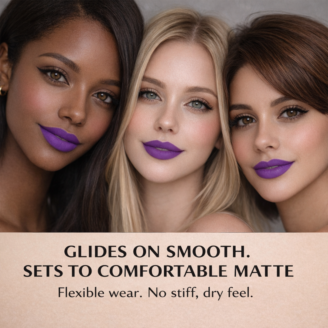 No-Transfer Matte Liquid Lipstick - Vibrant Purple | Sofia