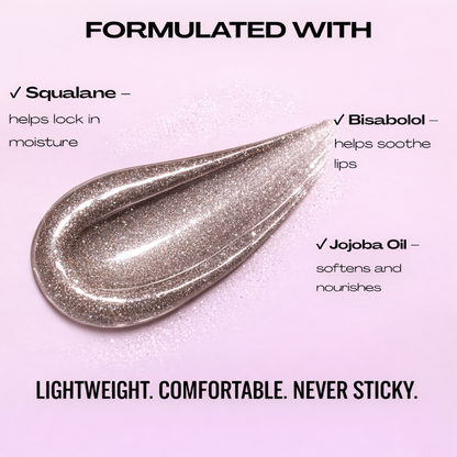 Shimmer Lip Gloss – Multi-Dimensional Glow - Silver Chrome Shimmer | Steel