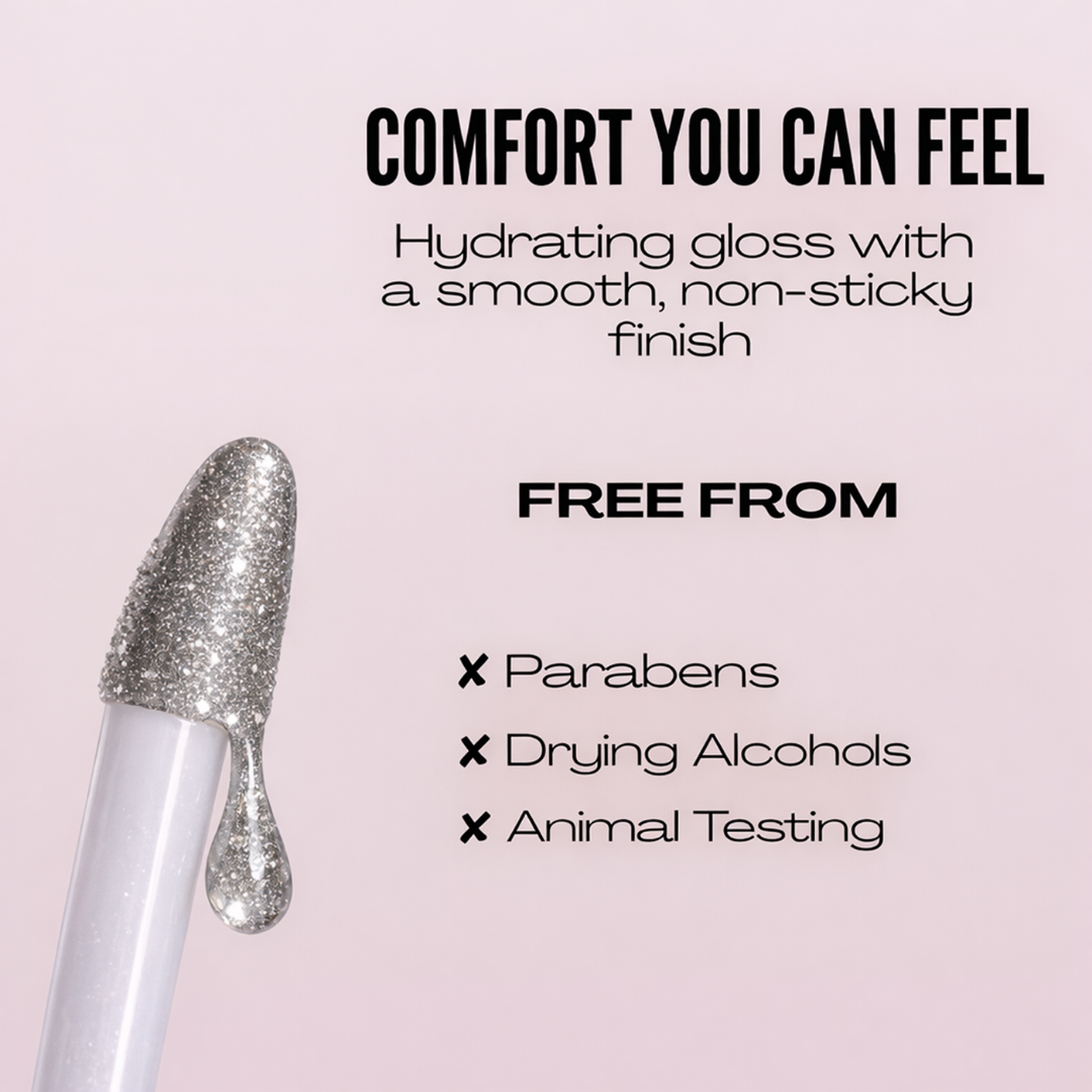 Shimmer Lip Gloss – Multi-Dimensional Glow - Silver Chrome Shimmer | Steel