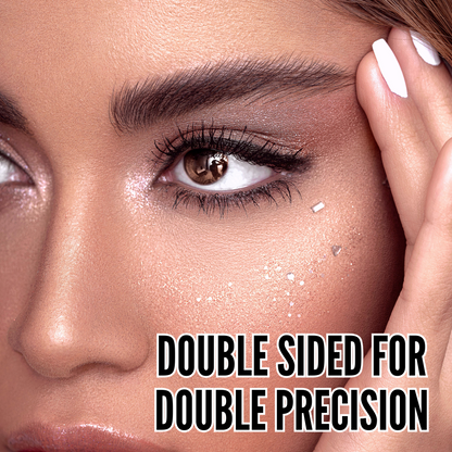 2-in-1 Waterproof Micro-Fork Eyebrow Pencil and Eyeliner Pen - Black